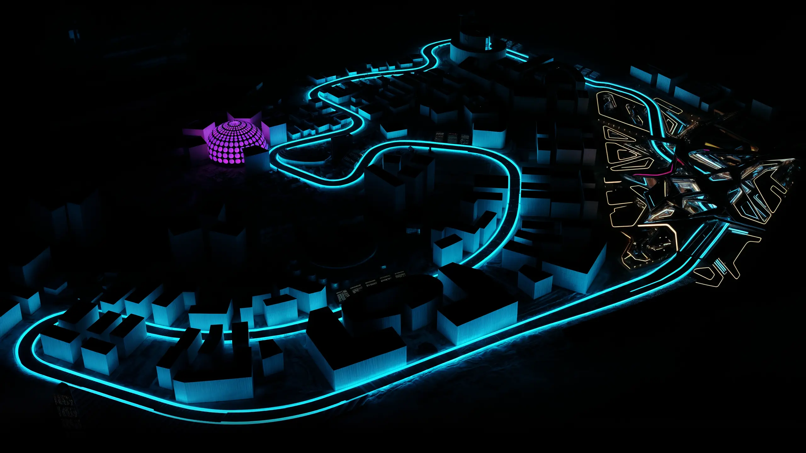 Bird view of Dubai Expo City F1 Racing Track.
