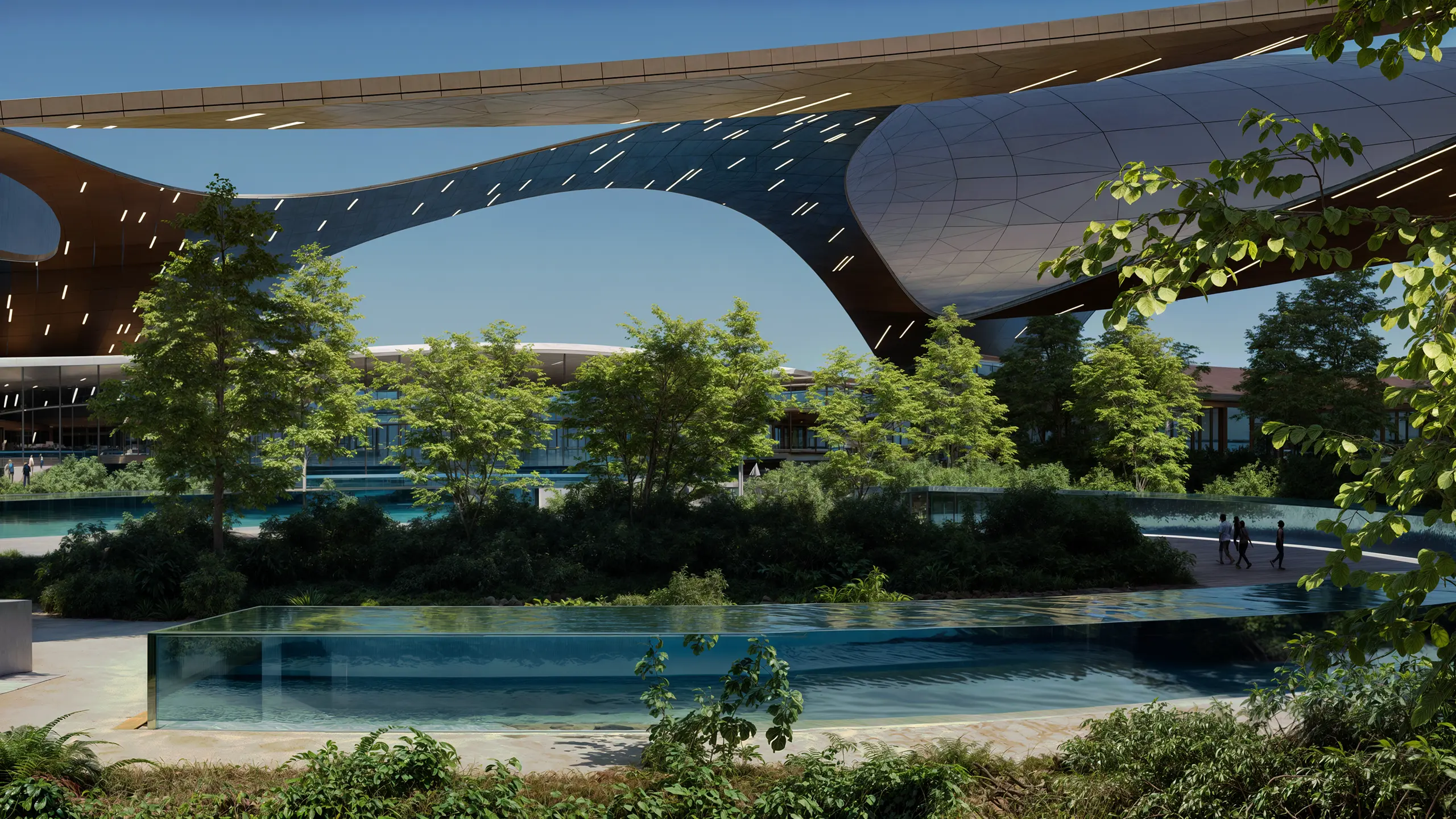 Future of sports architecture Neom. Smart design Neom KSA. Cutting-edge aquatic sports design KSA